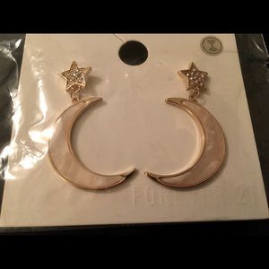 Forever 21 Marbled Crescent Moon Drop Earrings